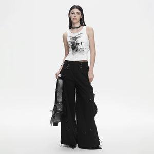 Lapargay abstract ink wash print cropped vest, slim fit, streetwise cool L78200101V - Lapargay