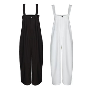 Lapargay Adjustable Strap Jumpsuit Wide Leg Silhouette Flatters Figure without Bulky Look L78202701C - Lapargay