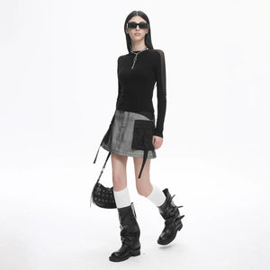 Lapargay American sporty style three-dimensional large pockets slim fit sexy short skirt L78109204V - Lapargay