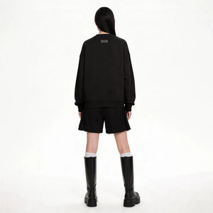 Lapargay Asymmetrical Hem Metal Zipper Decoration Loose Drop Shoulder Sweatshirt L75301990C - Lapargay