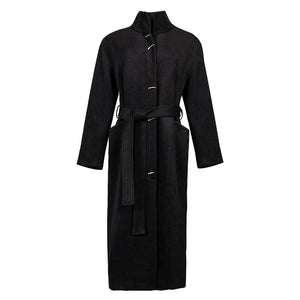 Lapargay avant-garde designed wool coat, high stand collar, self-tie belt long coat L78101605C - Lapargay