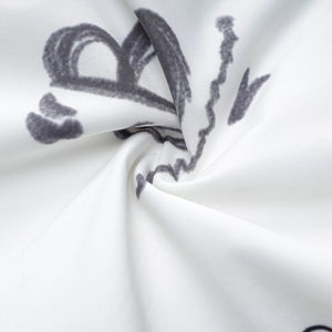 Lapargay black and white graffiti casual pants side zipper decoration neat short fit L78202203V - Lapargay
