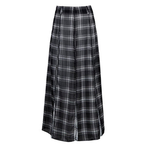 Lapargay Black and White Plaid Skirt High Waist Long Skirt Contrast Color Patchwork Design L78209108V - Lapargay