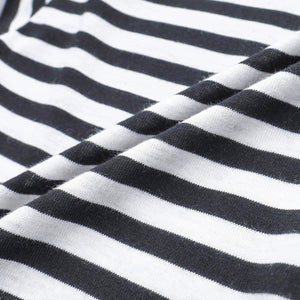 Lapargay Black and White Stripe Contrast, Hooded Zipper Design, Ribbed Waist Slimming Jacket L78201205C - Lapargay