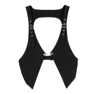 Lapargay Black Outer Vest, Adjustable Metal Buckles, Creates Layered Outfits L78201408V - Lapargay