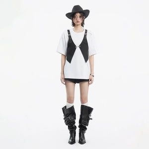 Lapargay Black Outer Vest, Adjustable Metal Buckles, Creates Layered Outfits L78201408V - Lapargay