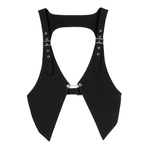Lapargay Black Outer Vest, Adjustable Metal Buckles, Creates Layered Outfits L78201408V - Lapargay