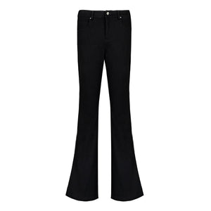 Lapargay Black Slim Flared Pants, Side Zipper, High-waist Leg-lengthening Style L78102625V - Lapargay
