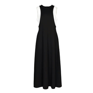 Lapargay color-block sleeveless dress faux two-piece spliced design suspender-style little black dress L78209012C - Lapargay