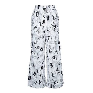 Lapargay Cool Letter Print, Drawstring Elastic Waist, Lightweight Side-Slit Casual Shorts L78202210V - Lapargay