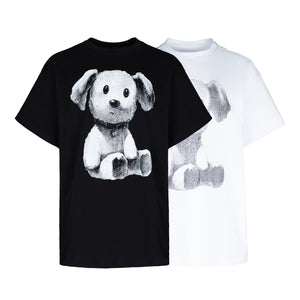 Lapargay cute puppy print T-shirt, loose silhouette, ideal for daily casual wear L78200207C - Lapargay