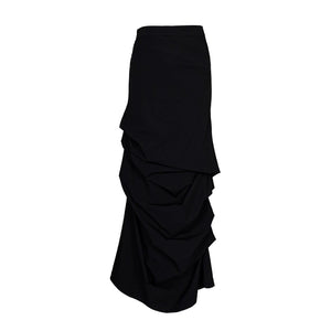 Lapargay dark pleated long skirt, three-dimensional layered tailoring, slim and figure-flattering style L66309185C - Lapargay