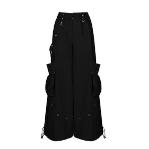 Lapargay dark style wide-leg casual pants utility metal details creates streetwear look L78202607V - Lapargay