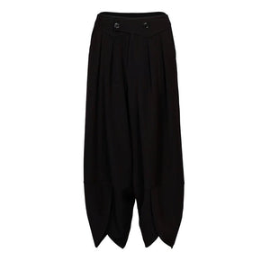 Lapargay Diagonal Button Waistband Casual Pants Split Hem Create High-End Relaxed Look L78202617S - Lapargay