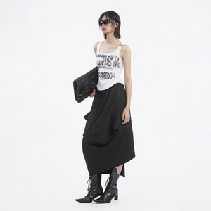Lapargay distressed print vest with square neck, curved hem, and waist-cinching fit L78200110V - Lapargay