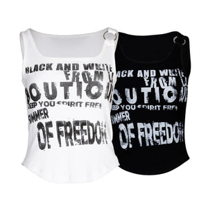 Lapargay distressed print vest with square neck, curved hem, and waist-cinching fit L78200110V - Lapargay