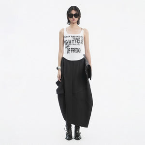Lapargay distressed print vest with square neck, curved hem, and waist-cinching fit L78200110V - Lapargay