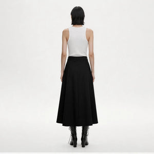 Lapargay double decorative button hip-covering design A-line long skirt high waist elongating figure L78209105V - Lapargay