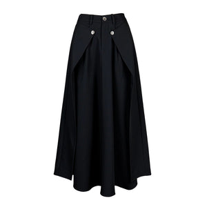 Lapargay double decorative button hip-covering design A-line long skirt high waist elongating figure L78209105V - Lapargay