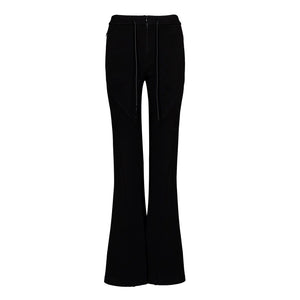 Lapargay Drawstring Waist Casual Pants Zipper Fly Line Detailing Elongates Legs L78202609C - Lapargay