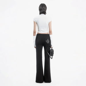 Lapargay Drawstring Waist Casual Pants Zipper Fly Line Detailing Elongates Legs L78202609C - Lapargay