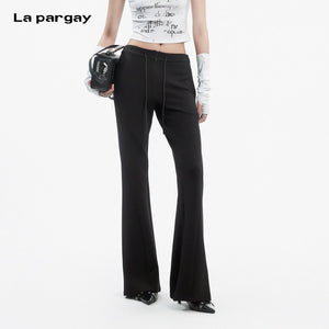 Lapargay Drawstring Waist Casual Pants Zipper Fly Line Detailing Elongates Legs L78202609C - Lapargay