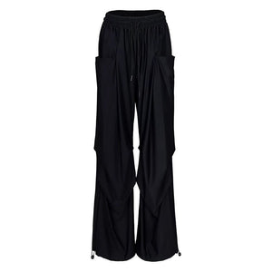 Lapargay Elastic Waist Casual Pants, Large 3D Pockets, Adjustable Hem Design L78202804C - Lapargay