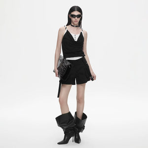 Lapargay Fake Layered Camisole T-Shirt with Twisted Straps, Slimming and Figure-Flattering Layered Top L78200104C - Lapargay