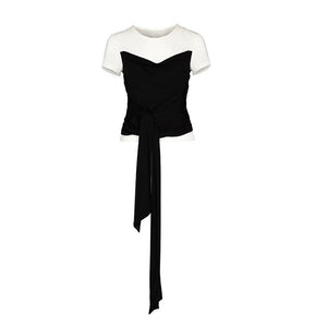 Lapargay Fake Layered Camisole T-Shirt with Twisted Straps, Slimming and Figure-Flattering Layered Top L78200104C - Lapargay
