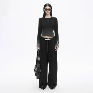 Lapargay Flowing Wide Leg Pants with High-Waist Drawstring, Slimming and Versatile for Leisure and Commute L78102637C - Lapargay