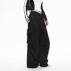 Lapargay Functional Cargo Wide-leg Pants Structuralism Drawstring Design L78102639V - Lapargay