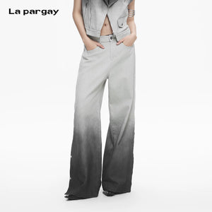 Lapargay Gray-Black Ombre Casual Pants, Loose Floor-Length, Niche Design Style L78202601V - Lapargay
