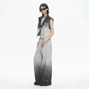Lapargay Gray-Black Ombre Casual Pants, Loose Floor-Length, Niche Design Style L78202601V - Lapargay