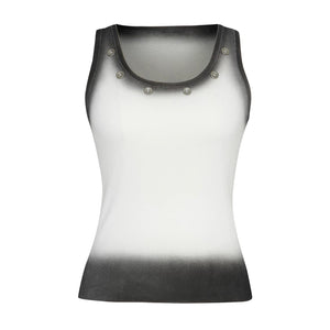Lapargay Grey Black Ombre Knit Vest, U-Neckline Design, Simple Versatile Top L78108101C - Lapargay