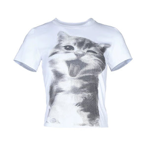 Lapargay Halftone Mesh Pattern T-Shirt Soft Knit Cropped Slim Fit L78200208V - Lapargay