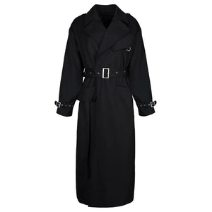 Lapargay high-street long trench coat, double-layer notched lapel, adjustable button cuff details L78101502V - Lapargay