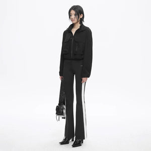 Lapargay High-Stretch Slim Fit Flared Pants with Side Contrast Stripe, Slimming and Leg-Lengthening L78102001C - Lapargay
