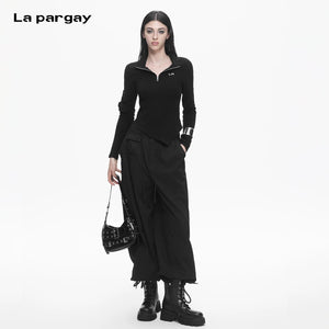 Lapargay High-Waist Drawstring Casual Pants with Three-Dimensional Cargo Pockets, Loose Curved Wide-Leg L78102638V - Lapargay