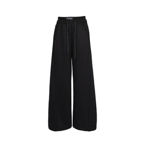 Lapargay High-waist Wide-leg Pants with Dropped Waistband, Double Elastic Waist, Loose Trouser Legs Versatile L78102804C - Lapargay