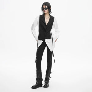 Lapargay high-waisted elastic casual pants, metal button placket design, optimized body proportions L78102501C - Lapargay