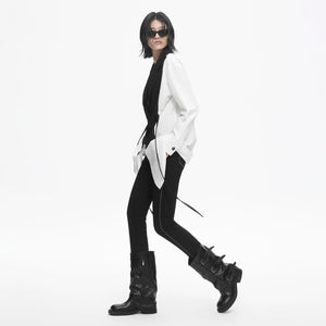 Lapargay high-waisted elastic casual pants, metal button placket design, optimized body proportions L78102501C - Lapargay