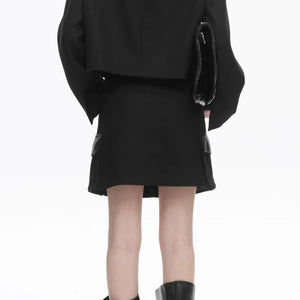 Lapargay high-waisted utility short half-skirt, 3D patch pockets, dark spicy slimming short skirt L78109207C - Lapargay