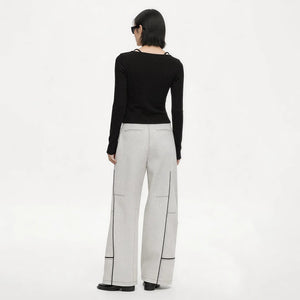 Lapargay Hot Girl Halter Neck Long Sleeve T-Shirt Off-Shoulder Two-Piece Zipper Waist-Cinching Short Style L75100306C - Lapargay