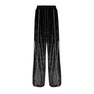Lapargay ice-feel velvet fabric, side white trim, figure-flattering wide-leg long pants L78102633V - Lapargay