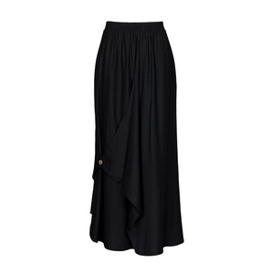 Lapargay Irregular Skirt Elastic Waist Non-Tightening Metal Button Detail Adds Layers L78209106V - Lapargay