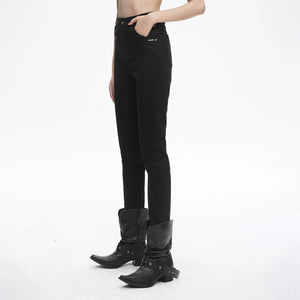 Lapargay Irregular Waistband Casual Pants, Black Skinny Pants, Slimming and Leg-Lengthening L78102502V - Lapargay