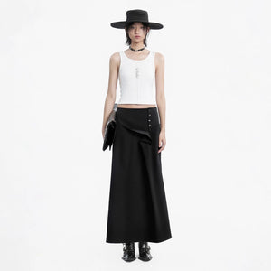 Lapargay light luxury long half skirt with side button decoration, suitable for multiple daily occasions L78209109V - Lapargay