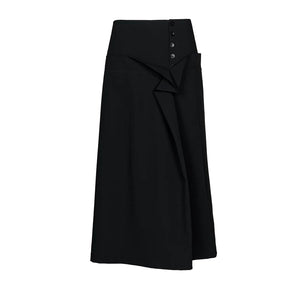 Lapargay light luxury long half skirt with side button decoration, suitable for multiple daily occasions L78209109V - Lapargay