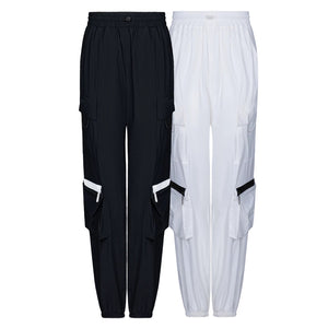 Lapargay Lightweight textured jogger pants with side zip pockets and casual street style L66102611C - Lapargay