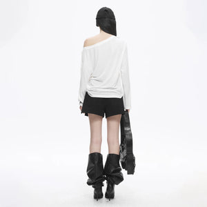 Lapargay loose drop-shoulder top, off-shoulder, ink wash print, casual and lazy L78200301V - Lapargay